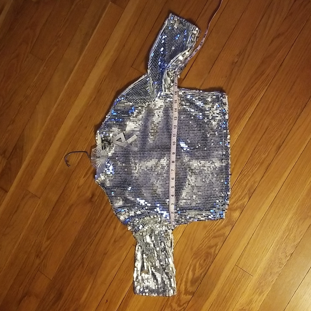 Silver Sequin Crop Top Shrug - Picture 6 of 8